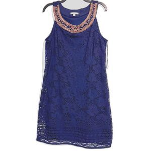 Studio One NY Vintage Y2K Beaded Neckline Dress w/Lace Overlay SIZE 18